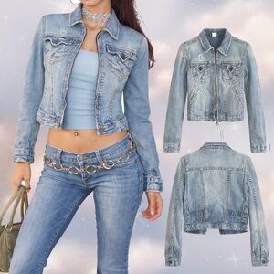💙 Y2K Silver Jeans light wash denim jacket